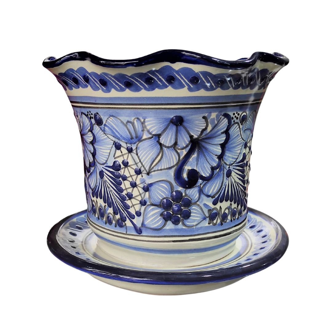 Maceta con plato 15cm | Talavera 100% original