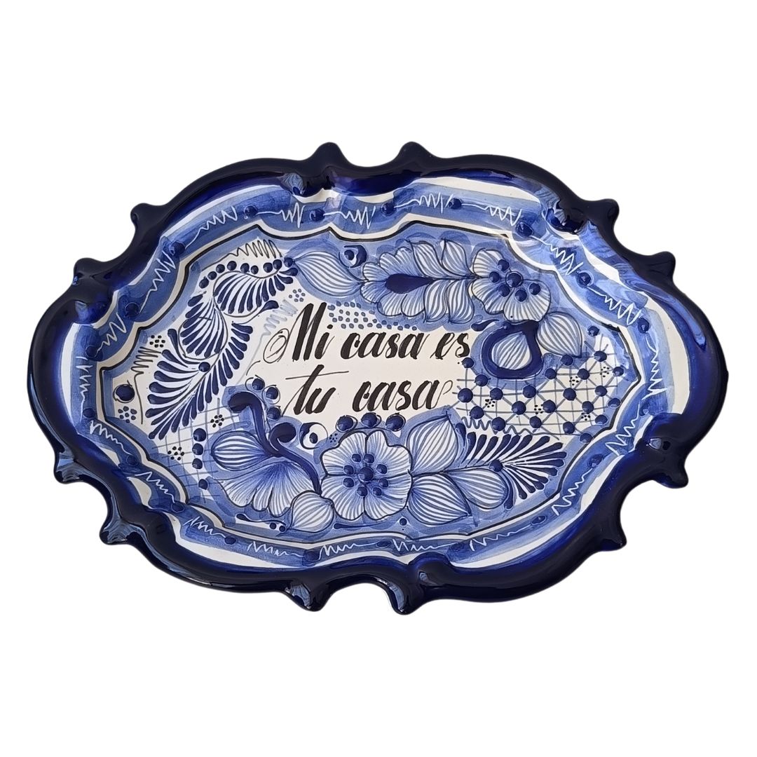 Charola estilo barroco con dicho | Talavera 100% original