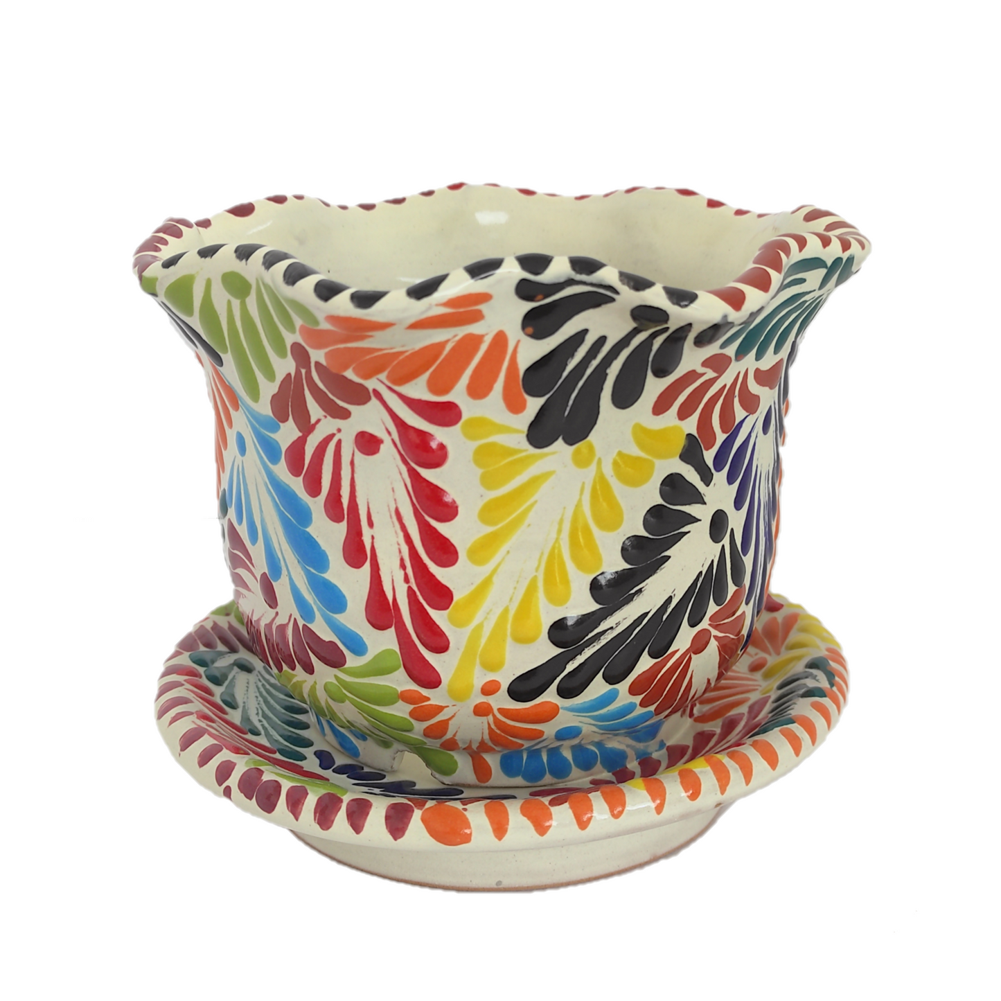Maceta con plato 10cm | Talavera 100% original