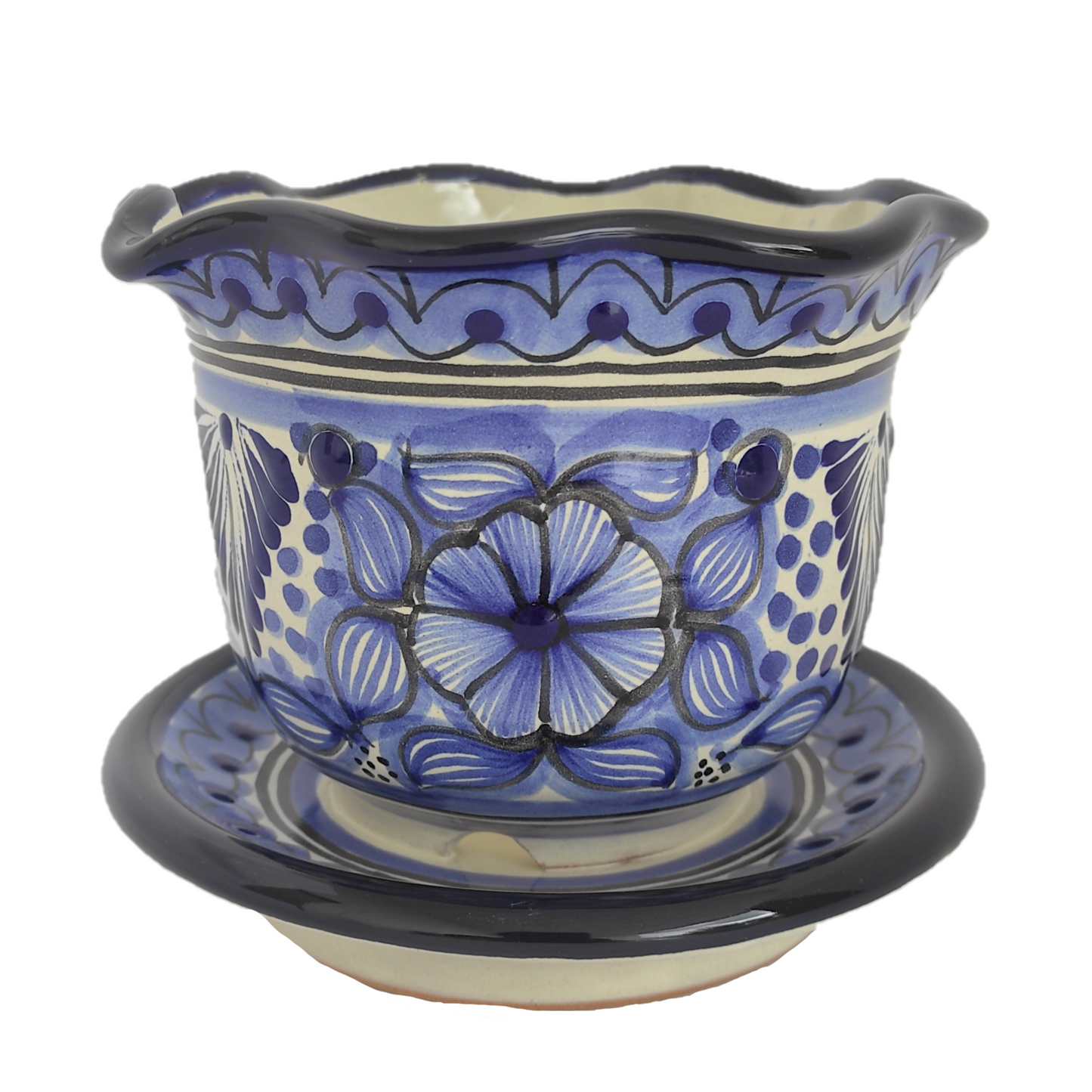 Maceta con plato 10cm | Talavera 100% original