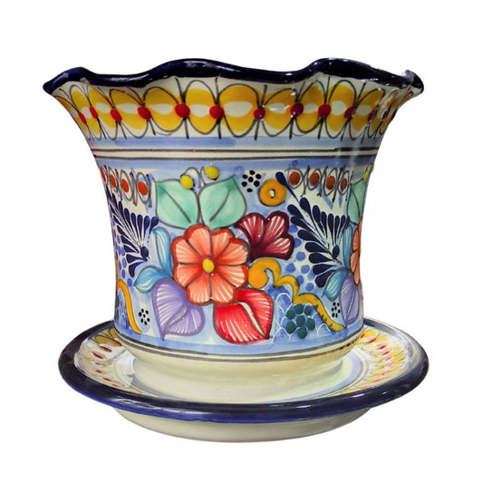 Maceta con plato 15cm | Talavera 100% original