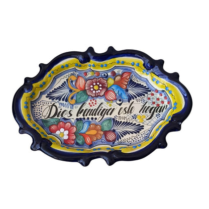 Charola estilo barroco con dicho | Talavera 100% original