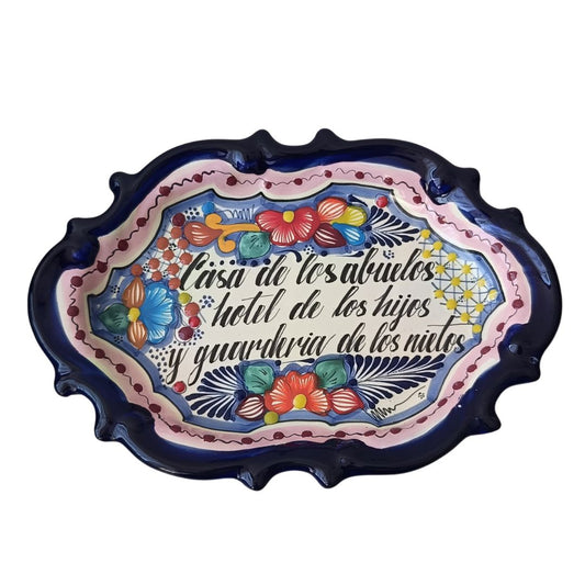 Charola estilo barroco con dicho | Talavera 100% original