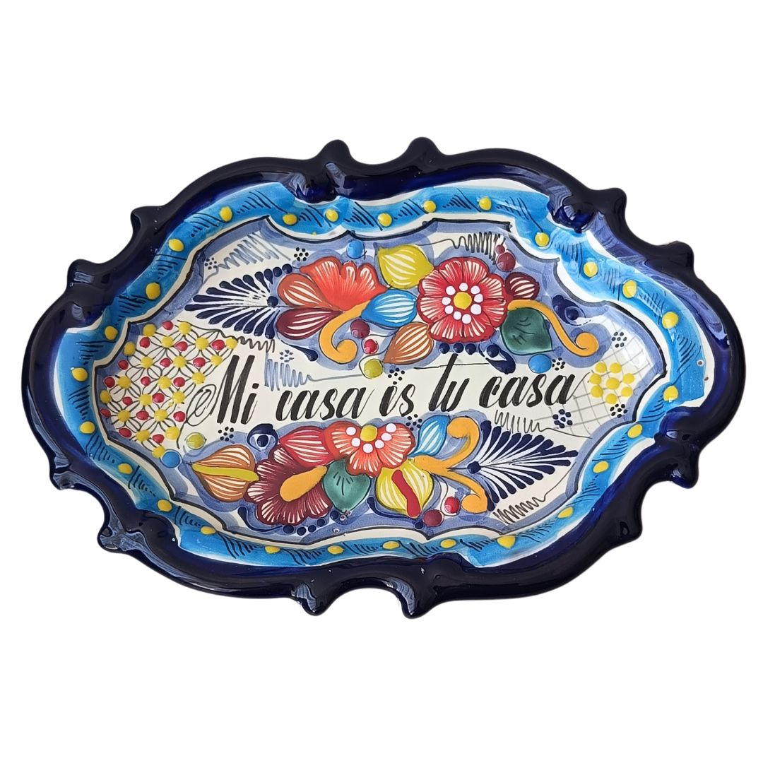 Charola estilo barroco con dicho | Talavera 100% original