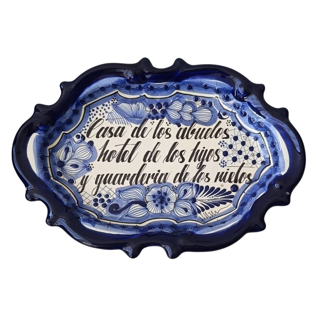 Charola estilo barroco con dicho | Talavera 100% original