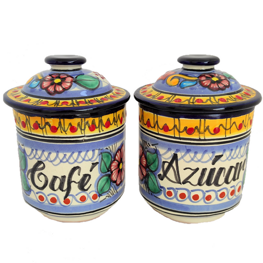 Juego de azúcar y café tipo vaso | Talavera 100% original