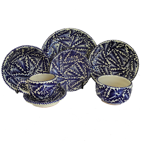 Vajilla "Plumeado azul" | Talavera 100% original